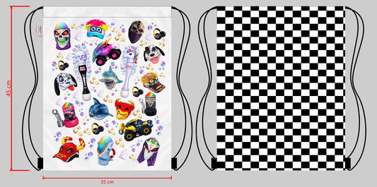 Checkered Chaos Clear Drawstring Bag